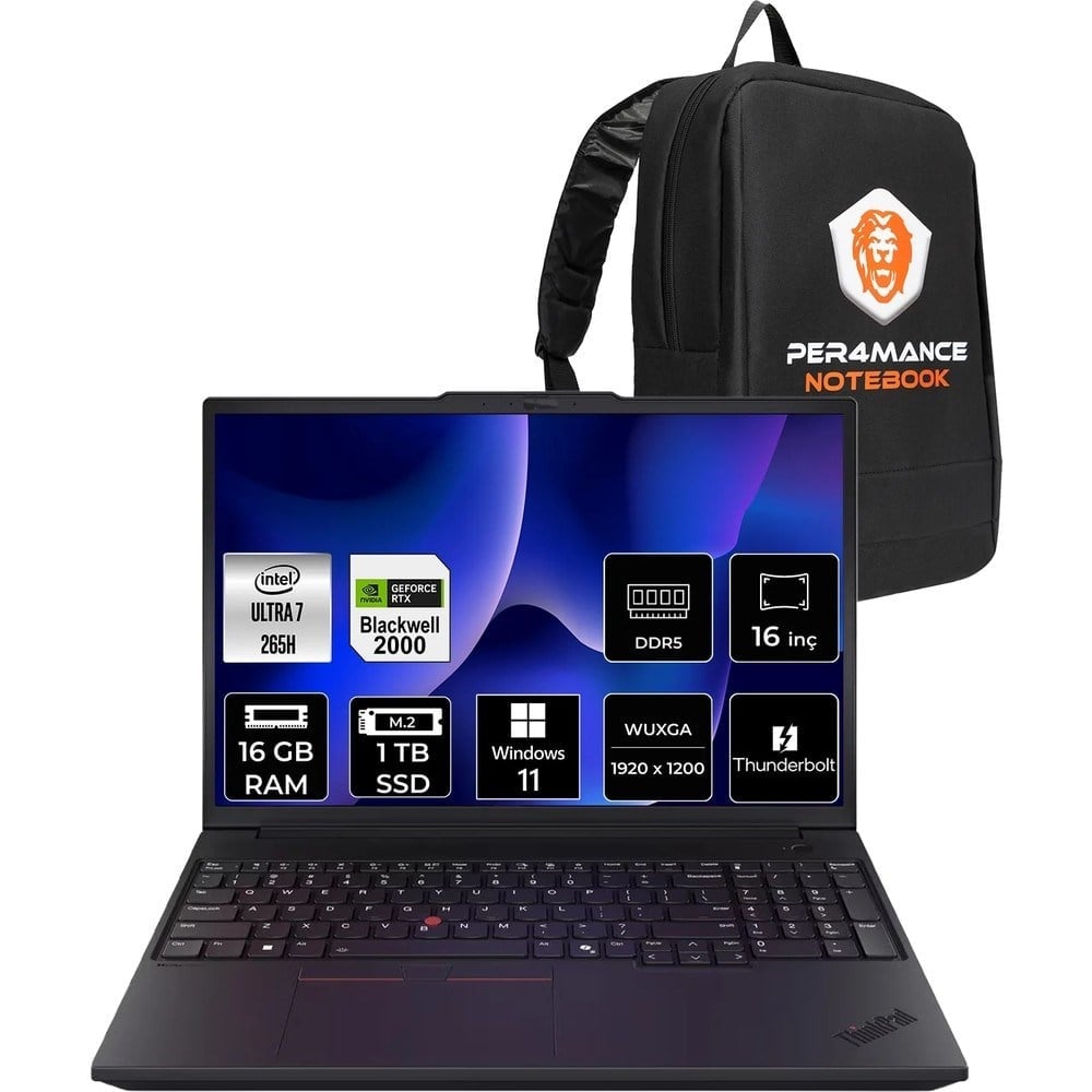 Lenovo Thinkpad P16V Gen 3 Core Ultra 7 265H İş İstasyonu 16GB RAM 1TB SSD 16