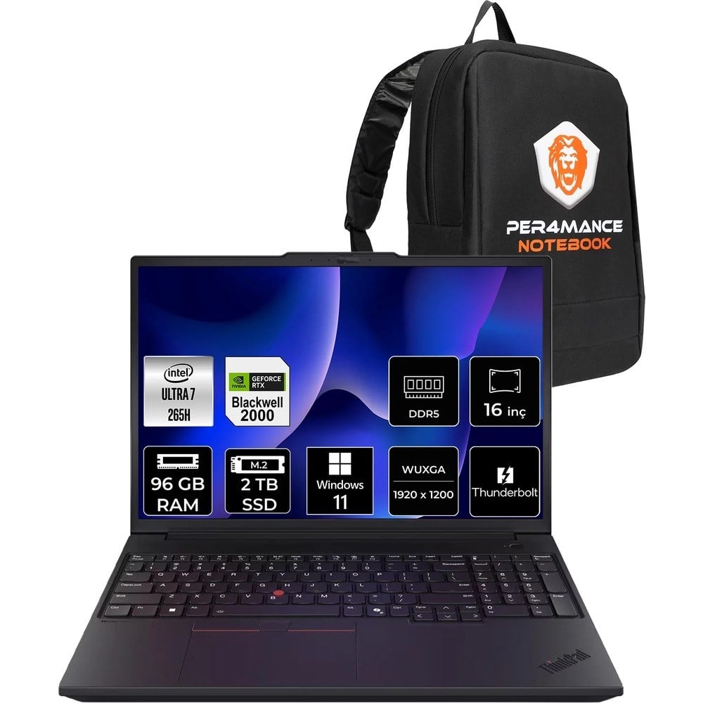 Lenovo Thinkpad P16V Gen 3 Core Ultra 7 265H İş İstasyonu 96GB RAM 2TB SSD 16