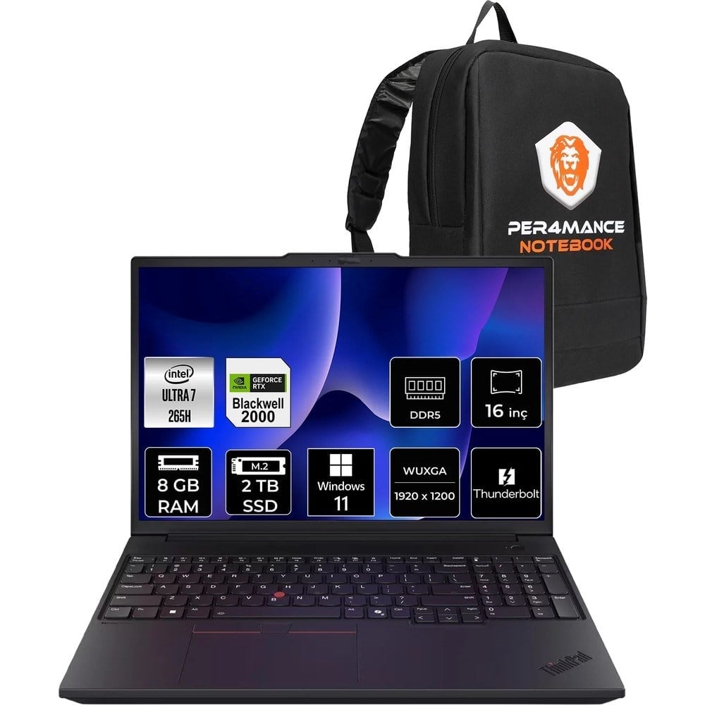 Lenovo Thinkpad P16V Gen 3 Core Ultra 7 265H İş İstasyonu 8GB RAM 2TB SSD 16