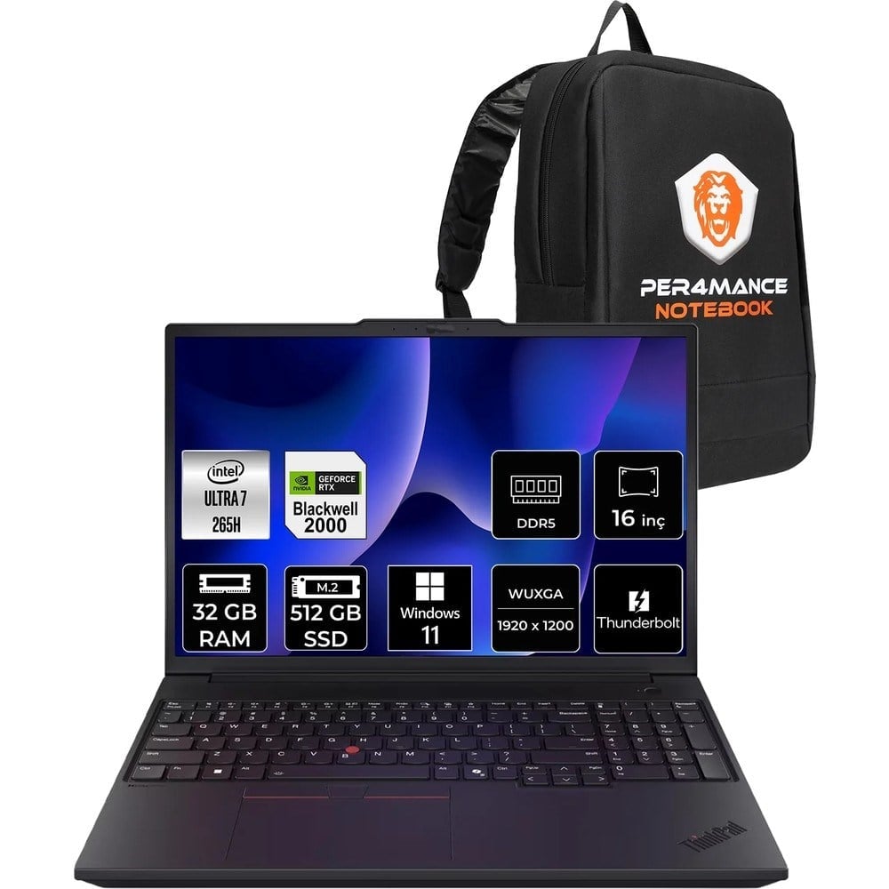 Lenovo Thinkpad P16V Gen 3 Core Ultra 7 265H İş İstasyonu 32GB RAM 512GB SSD 16