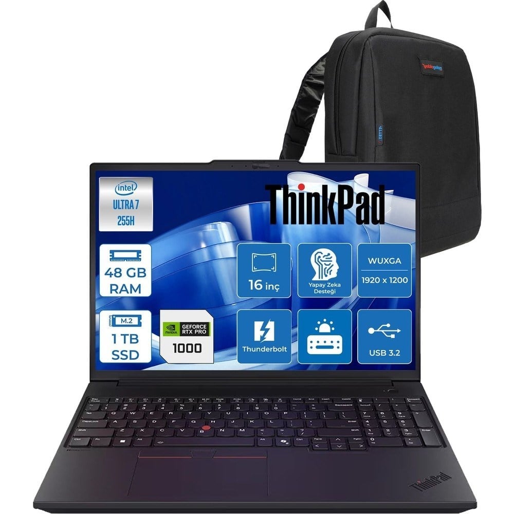 Lenovo Thinkpad P16V Gen3 Intel Core Ultra 7 255H 48GB 1tb SSD 8GB/RTXPRO1000 Blackwell 16