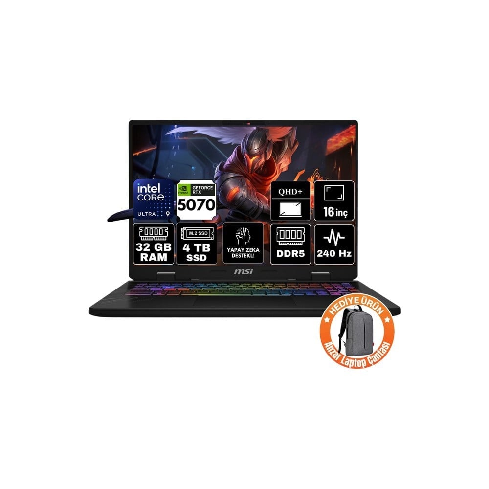 MSI Msı Crosshaır 16 Hx Aı Intel Core Ultra 9 275HX 32GB 4tb SSD RTX5070 8gb Windows 11 Pro 16