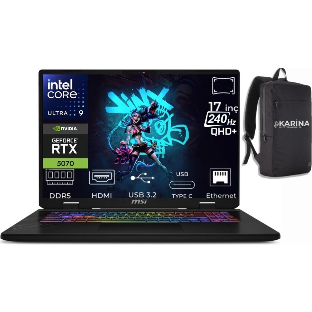 MSI Msı Crosshair 17 Hx Aı Ultra 9 275HX D2XWGKG-017TR-04 48GB 2tb RTX5070 8gb W11HOME 17