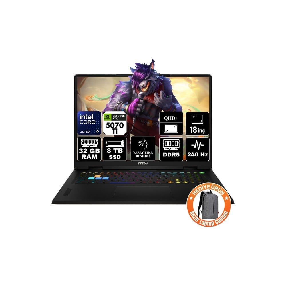 MSI Msı Crosshaır 18 Hx Aı Intel Core Ultra 9 275HX 32GB 8tb SSD RTX5070 8gb Windows 11 Pro 18