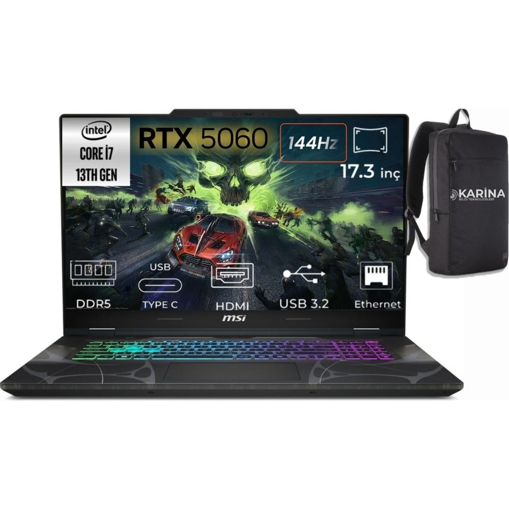 MSI Msı Cyborg 17 Intel Core I7 13620H B13WFKG-091XTR-K08 48GB 2tb RTX5060 Freedos 17.3