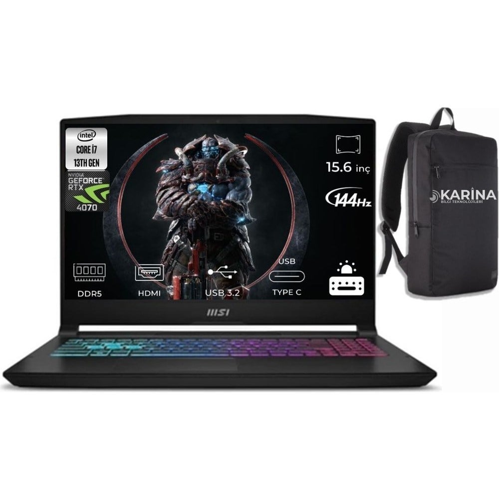 MSI Msı Katana 15 B13VGK-1874XTR Intel Core I7 13620H 40GB 4tb SSD RTX4070 Freedos 15.6