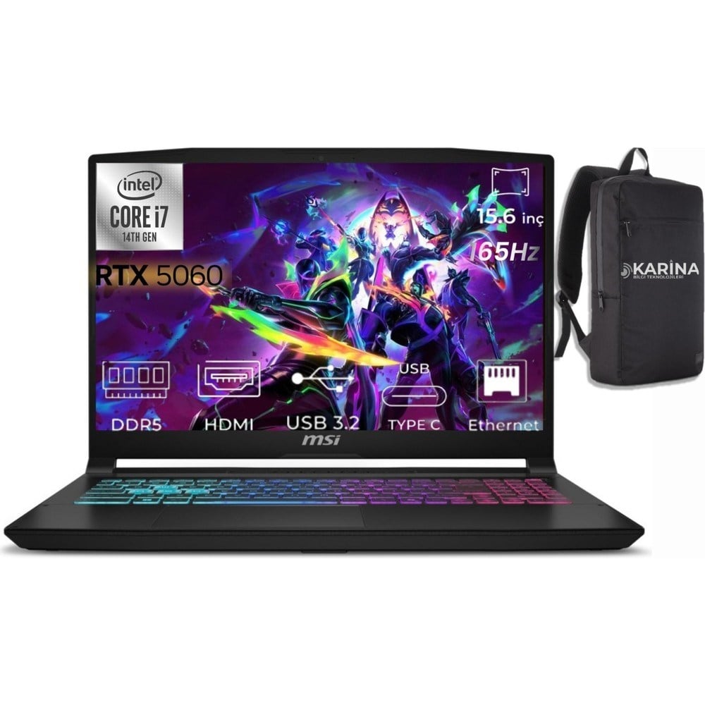 MSI Msı Katana 15 Hx I7-14650HX B14WFK-817XTR-K13 32GB 4tb RTX5060 8gb Freedos 15.6