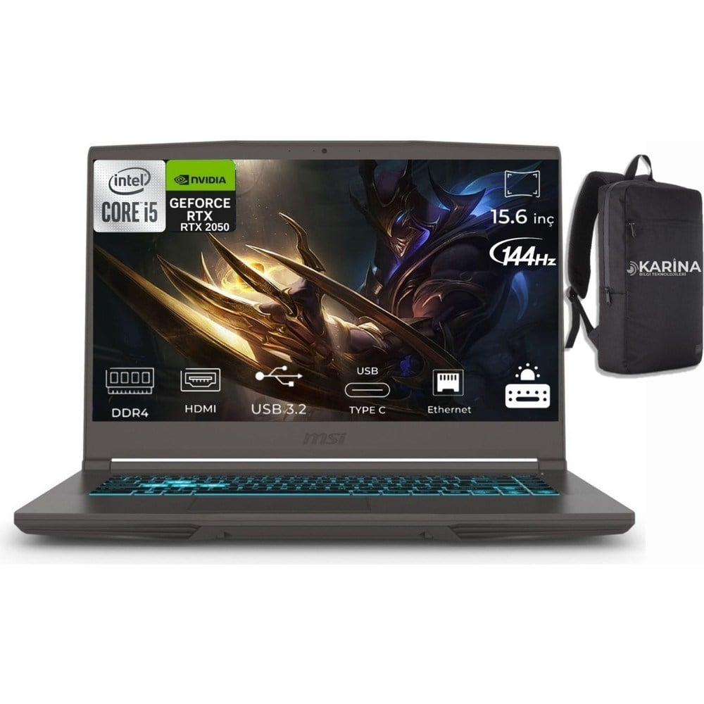 MSI Msı Thın 15 B12UCX-2634XTR Intel Core I5 12450H 64GB 4tb SSD RTX2050 WINDOWS11 Pro 15.6