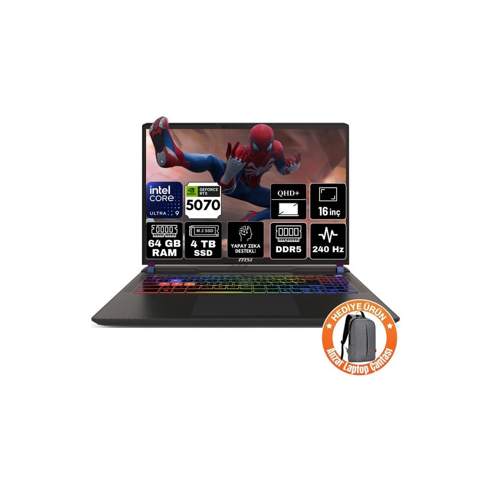 MSI Msı Vector 16 Hx Aı Intel Core Ultra 9 275HX 64GB 4tb SSD RTX5070 Windows 11 Pro 16