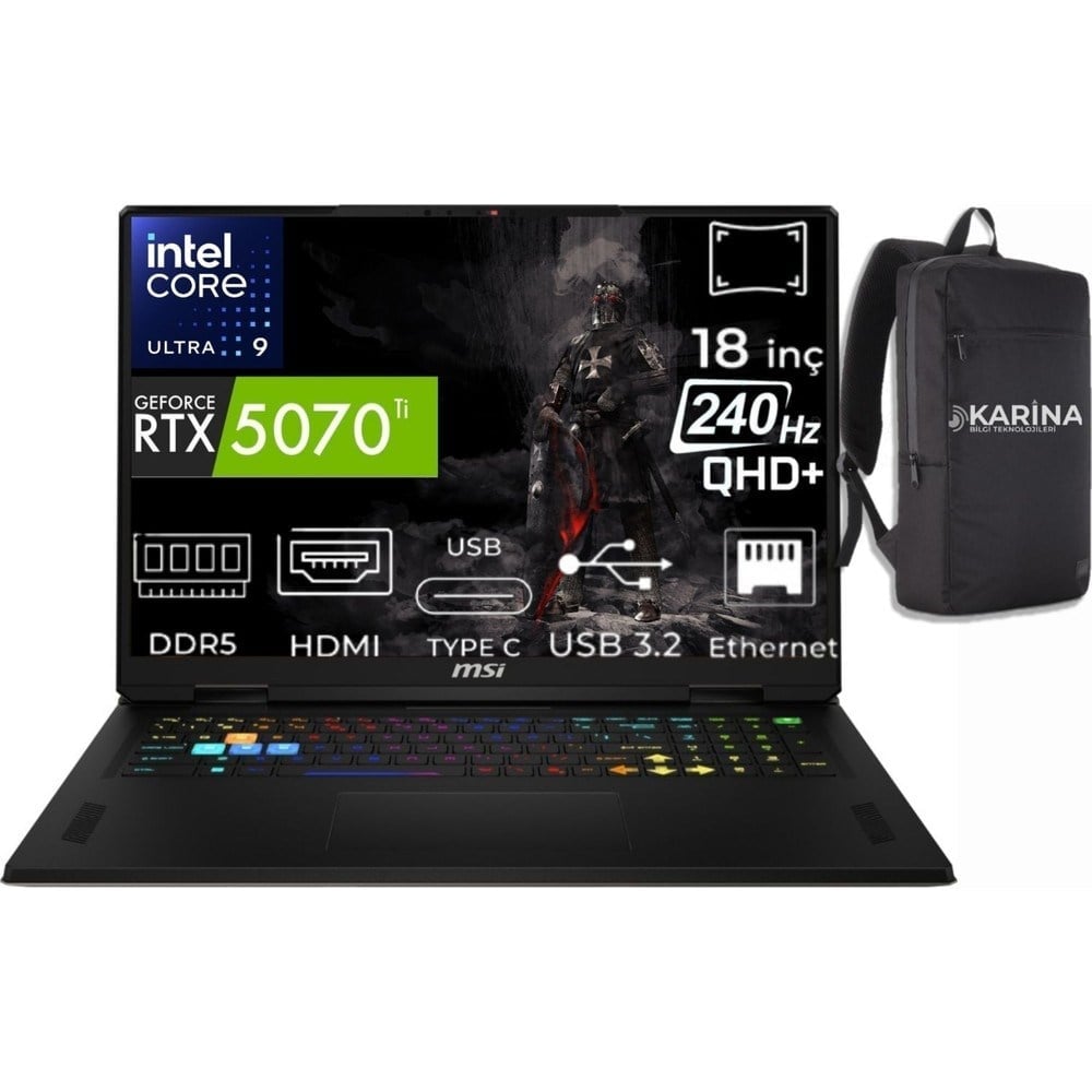 MSI Msı Vector 18 Hx Aı Intel Core Ultra 9 275HX A2XWHG-663XTR-43 48GB 2tb RTX5070TI 12GB W11PRO Qhd+ 240Hz Taşınabilir Bilgisayar & A2XWHG663XTRK43