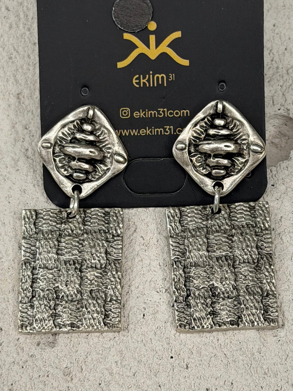Bohem Dikdörtgen Plaka Küpe 