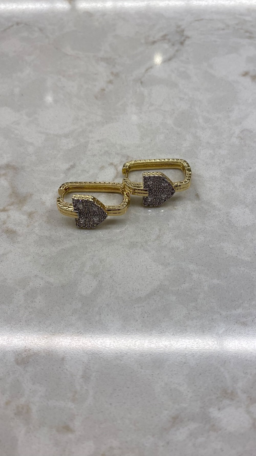 Köşeli Kalp Gold Küpe