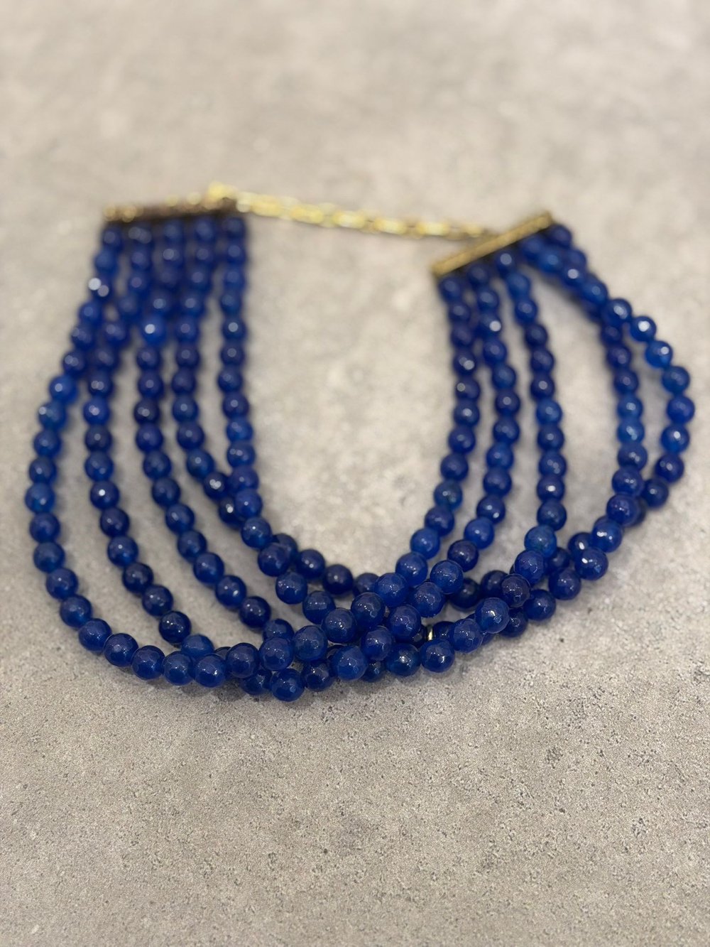 Koyu Mavi Boncuk Choker Kolye