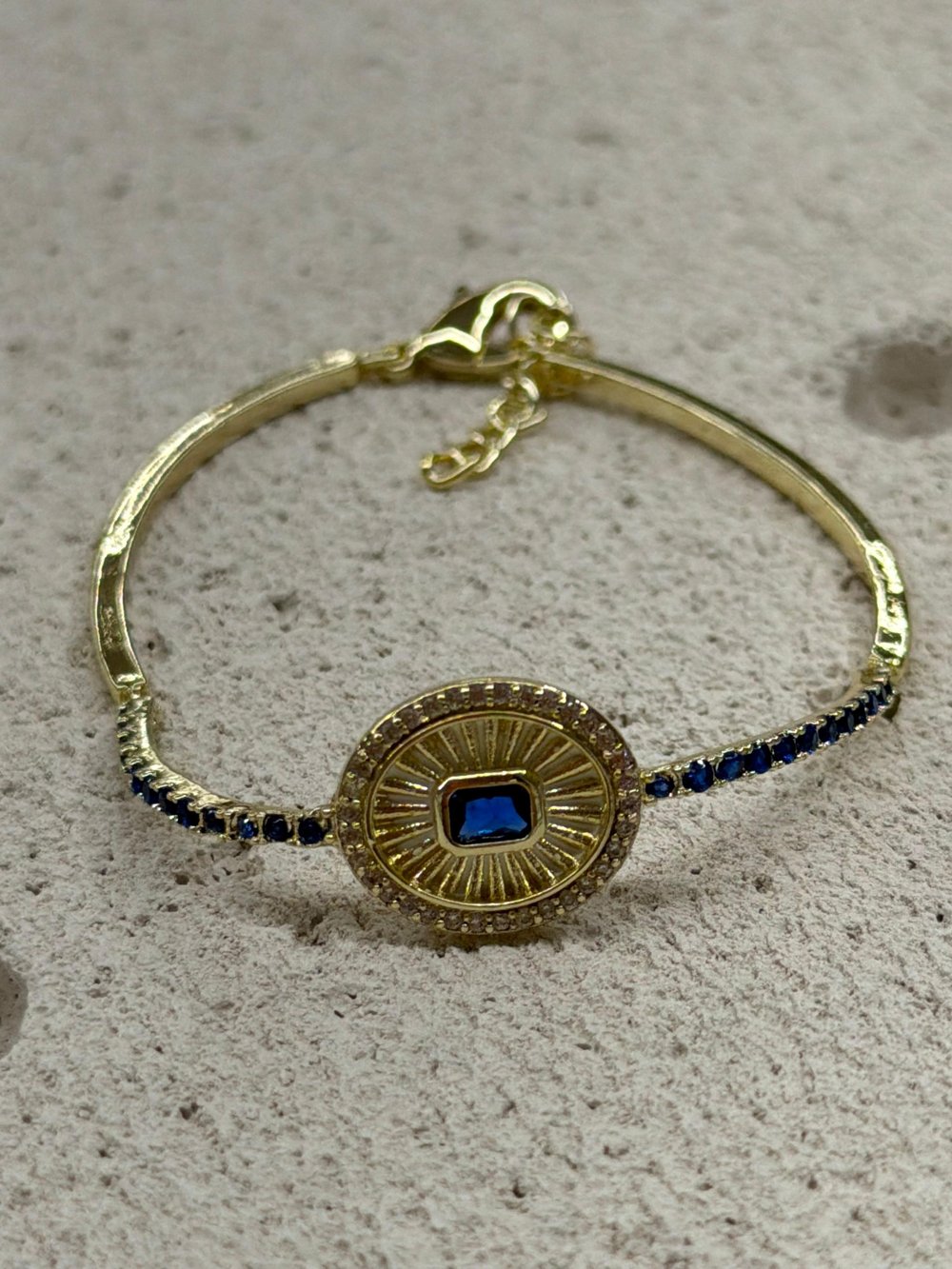 Mavi Taşlı Oval Bileklik