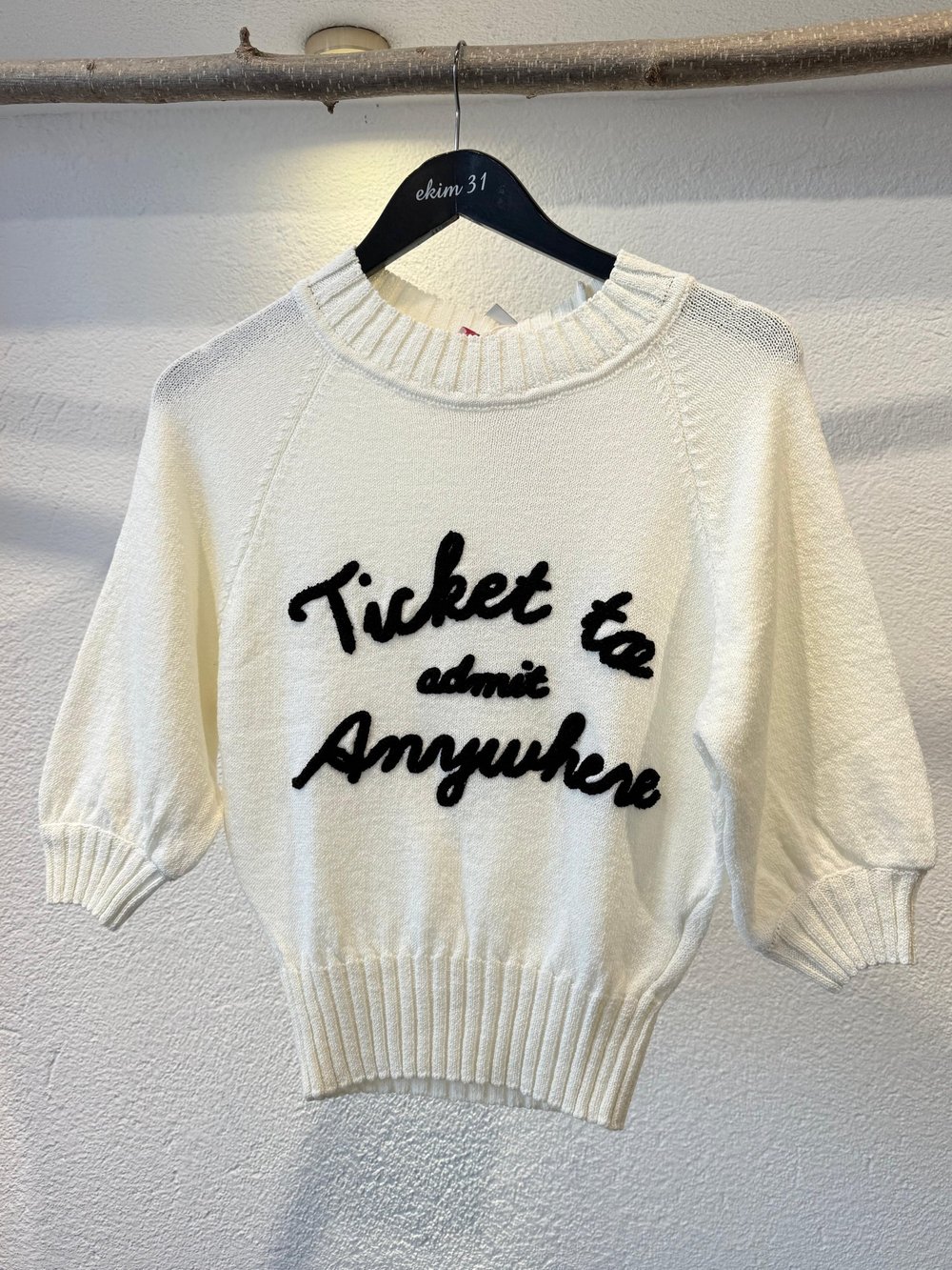 Yazı Detaylı Eku Triko Tshirt