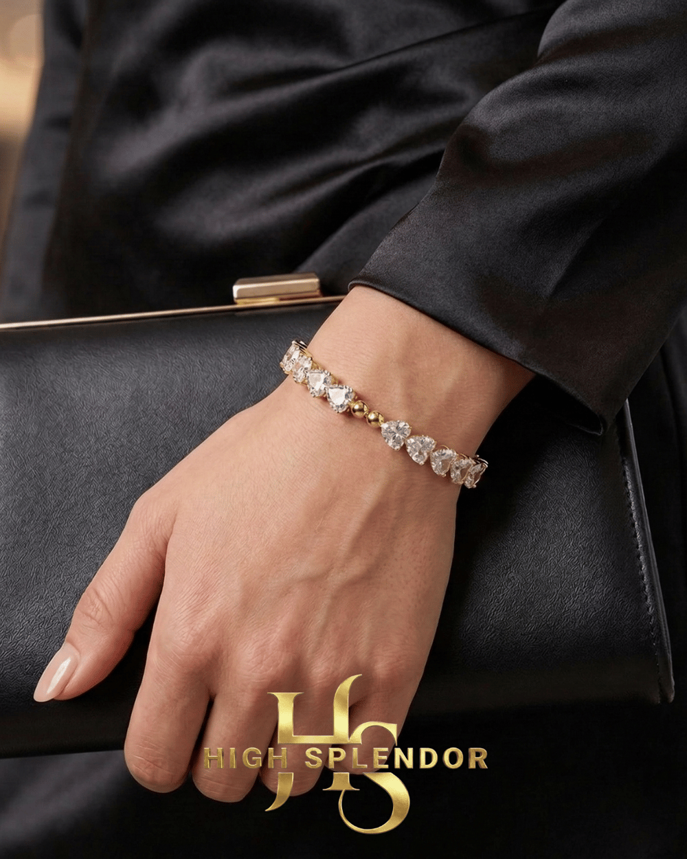 Gold Heart Diamond Bileklik