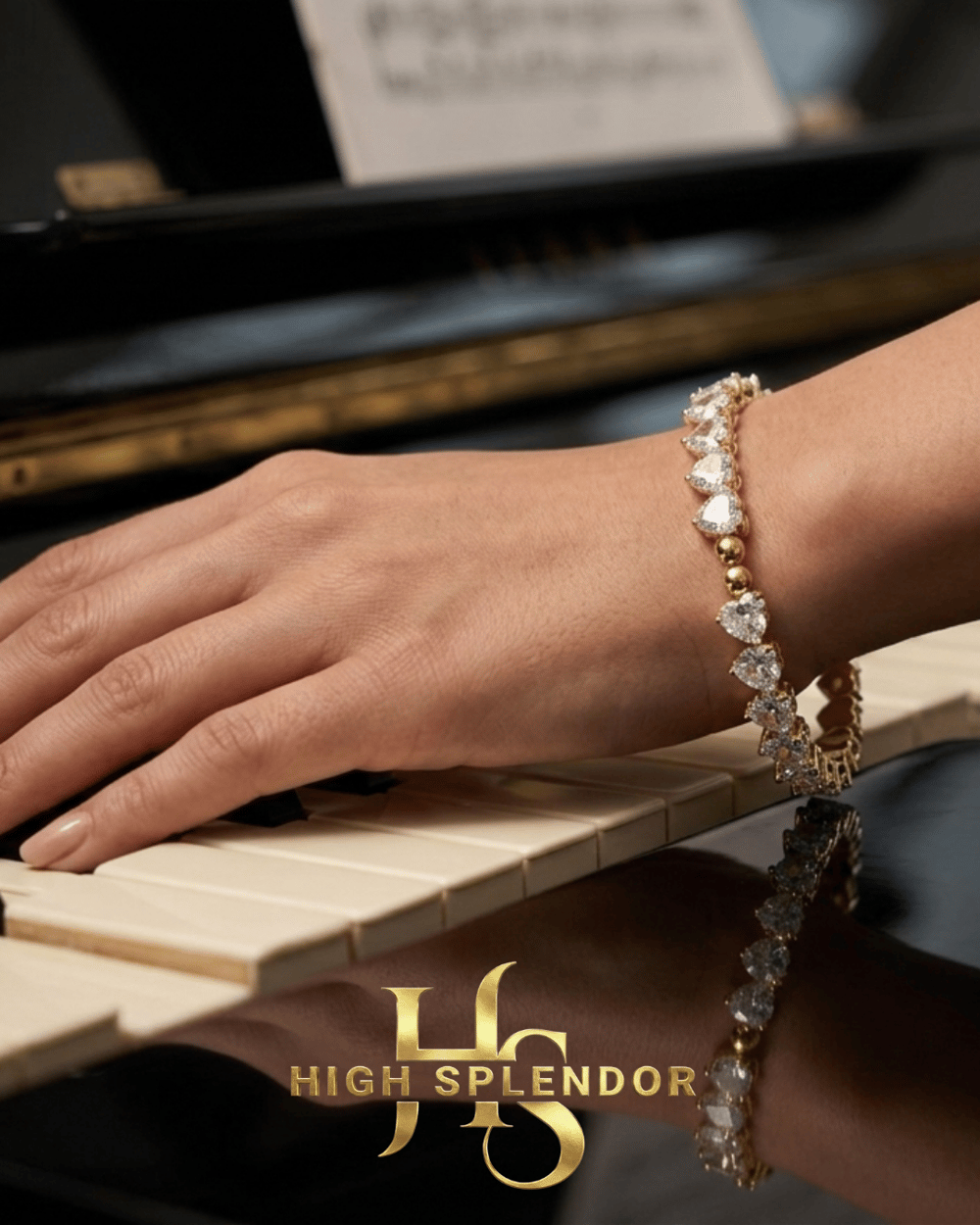 Gold Heart Diamond Bileklik