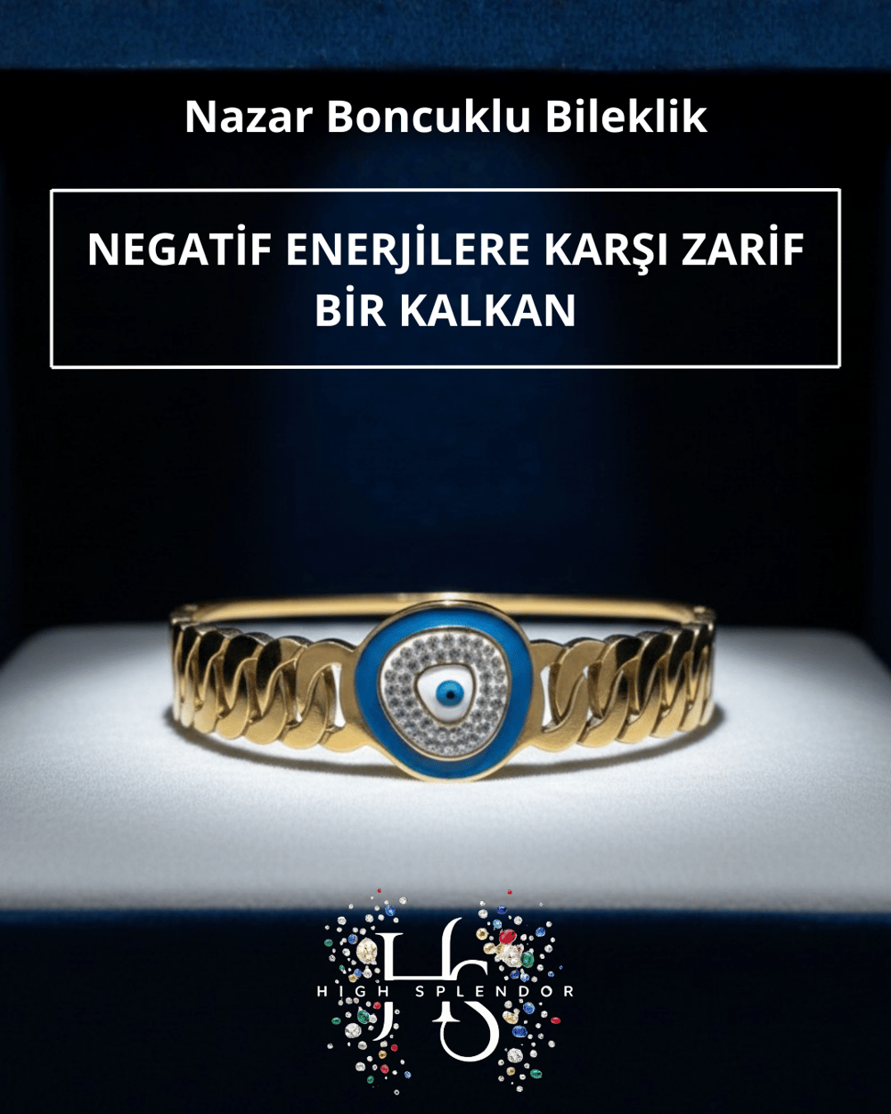 Nazar Boncuklu Çelik Bileklik