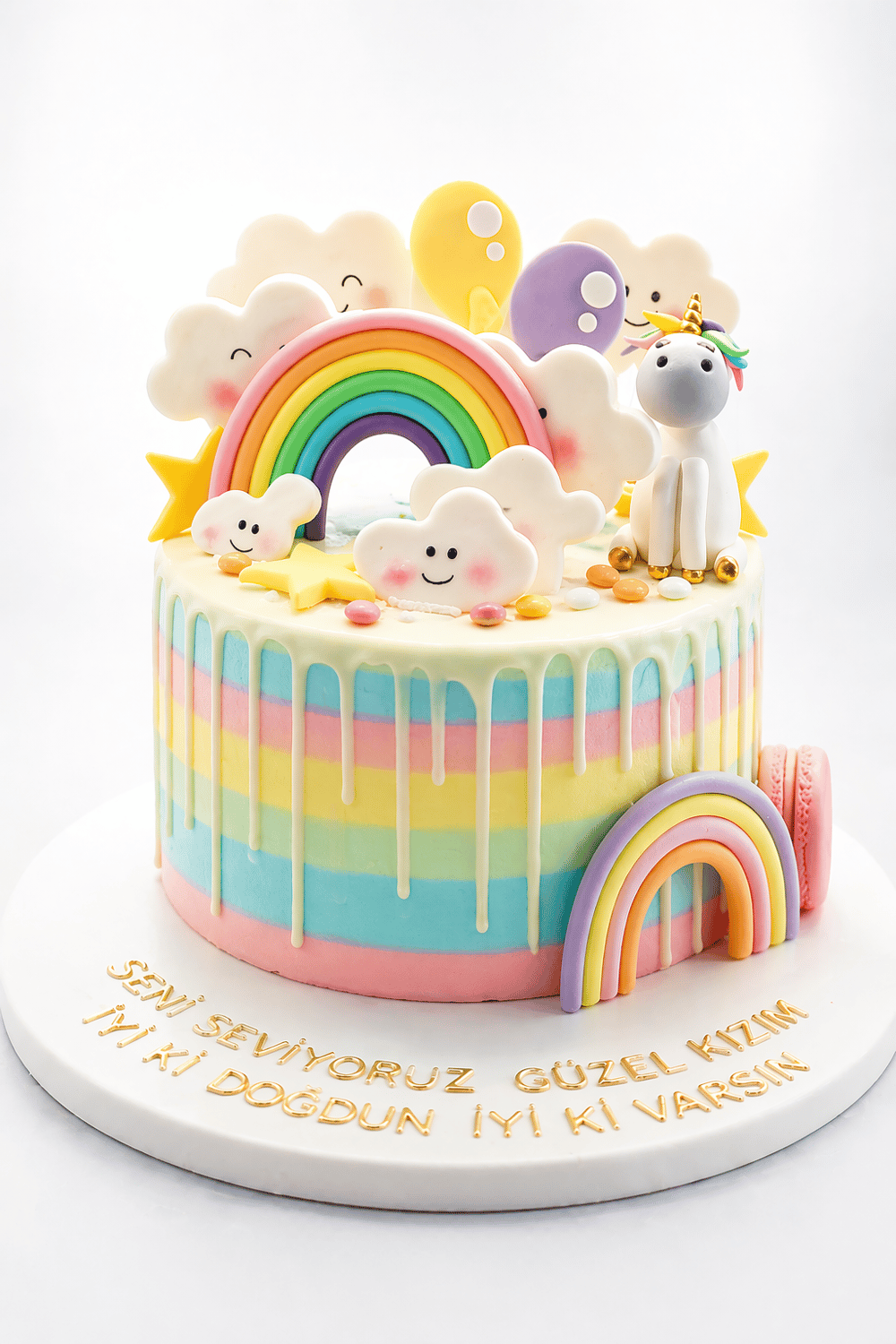Rengarenk Unicorn Gökkuşağı Pasta