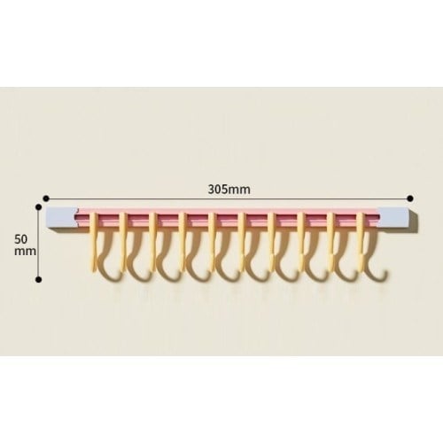 10 Kancalı Raylı Mutfak ve Banyo Düzenleyici Askı 30 cm