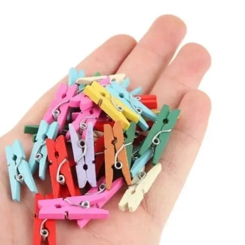 100lü Renkli Ahşap Mandal Seti 2.5 cm