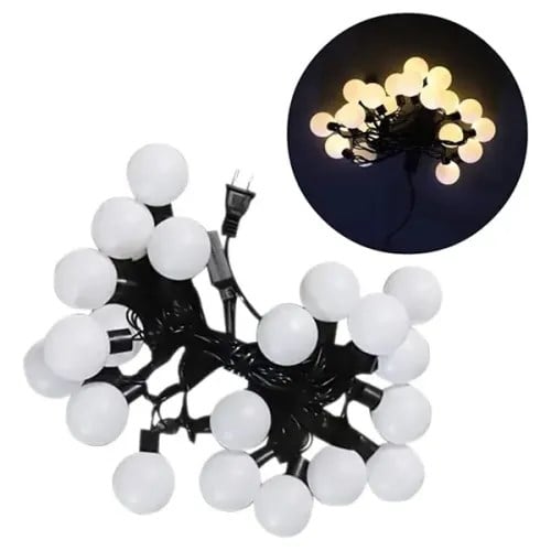 5 Metre 28 LED Mini Top Işık Sarı Fişli Siyah Kablo