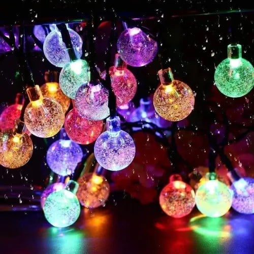 5m 28 Led Kristal Top RGB Işık Şeffaf Kablo Fişli Eklemeli