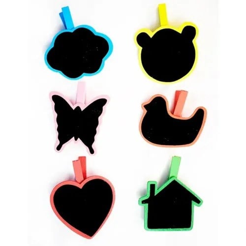 Desenli Notlu Ahşap Mandal (6'lı Set - 10 Paket)