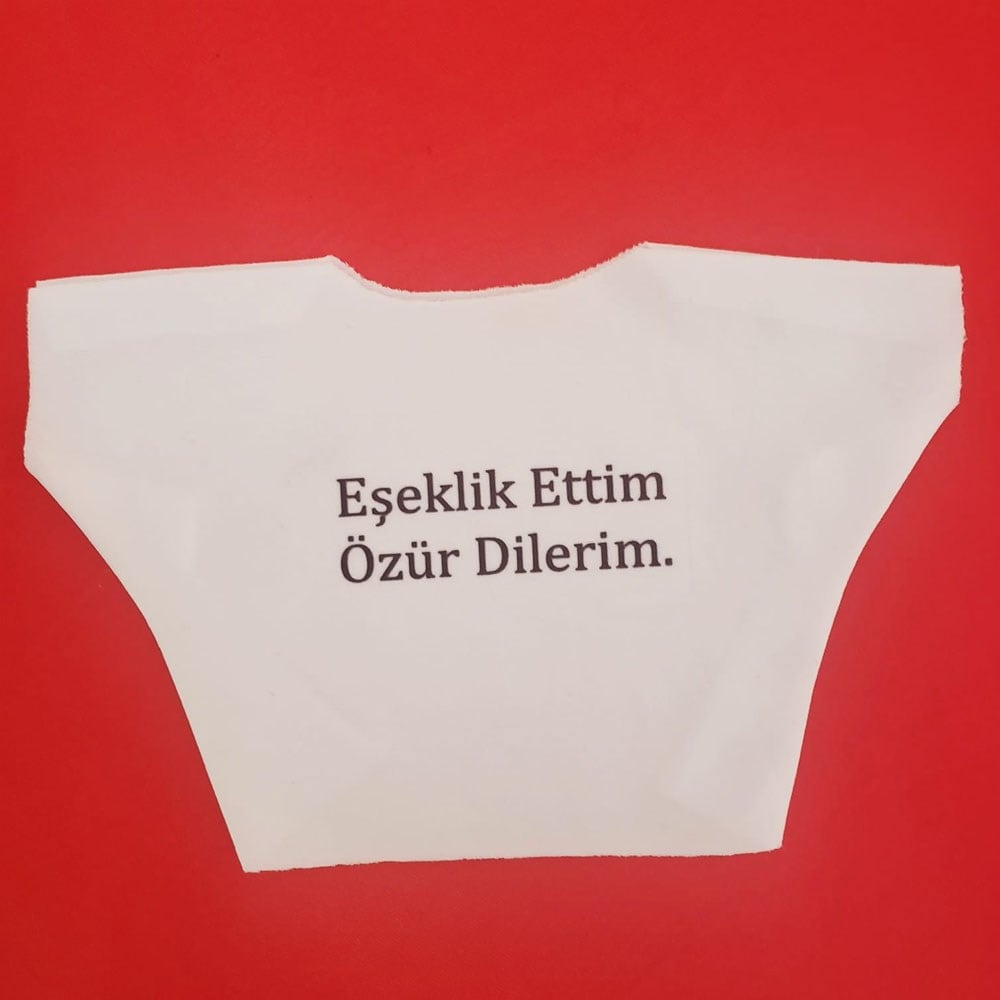Eşeklik Ettim Yazılı Peluş Oyuncak Tişörtü