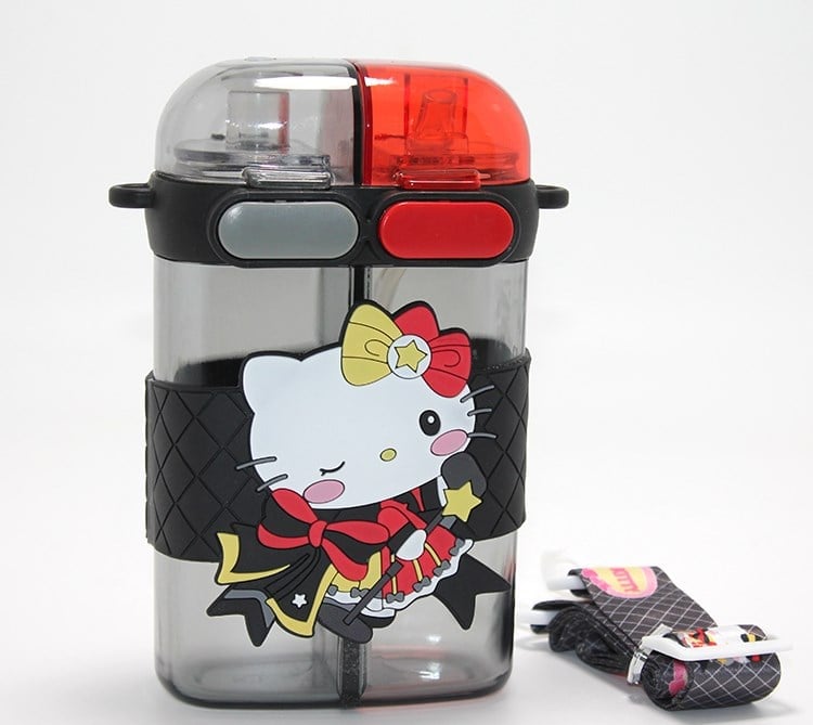 Hello Kitty Figürlü Çift Bölmeli Pipetli Suluk