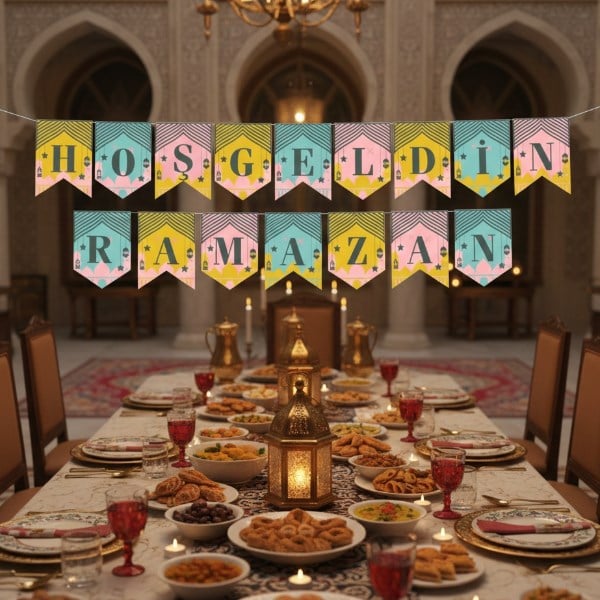 Ramazan Renkli Banner Süs - Hoşgeldin Ramazan