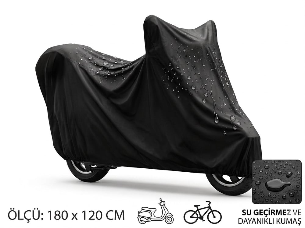 Su ve Toz Geçirmez Motosiklet ve Scooter Koruma Brandası 180x120 cm