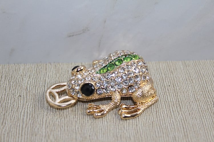 Swarovski Taşlı Minik Figür - Kurbağa