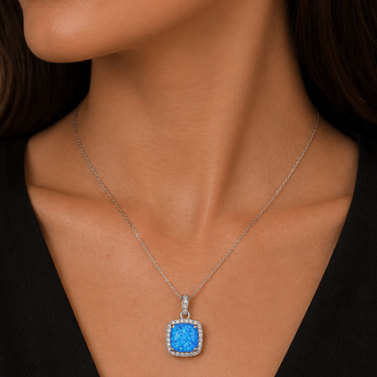 Servi 925 Ayar Gümüş Aqua Opal Set