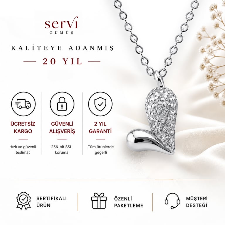 Servi 925 Ayar Gümüş Love Drop Kolye