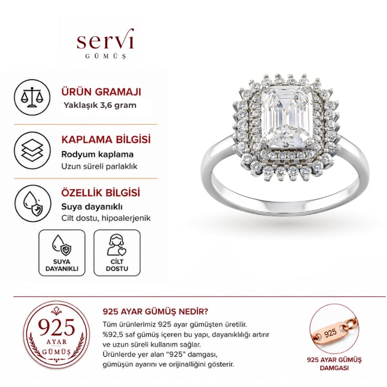 Servi 925 Ayar Gümüş Aura Baget Yüzük