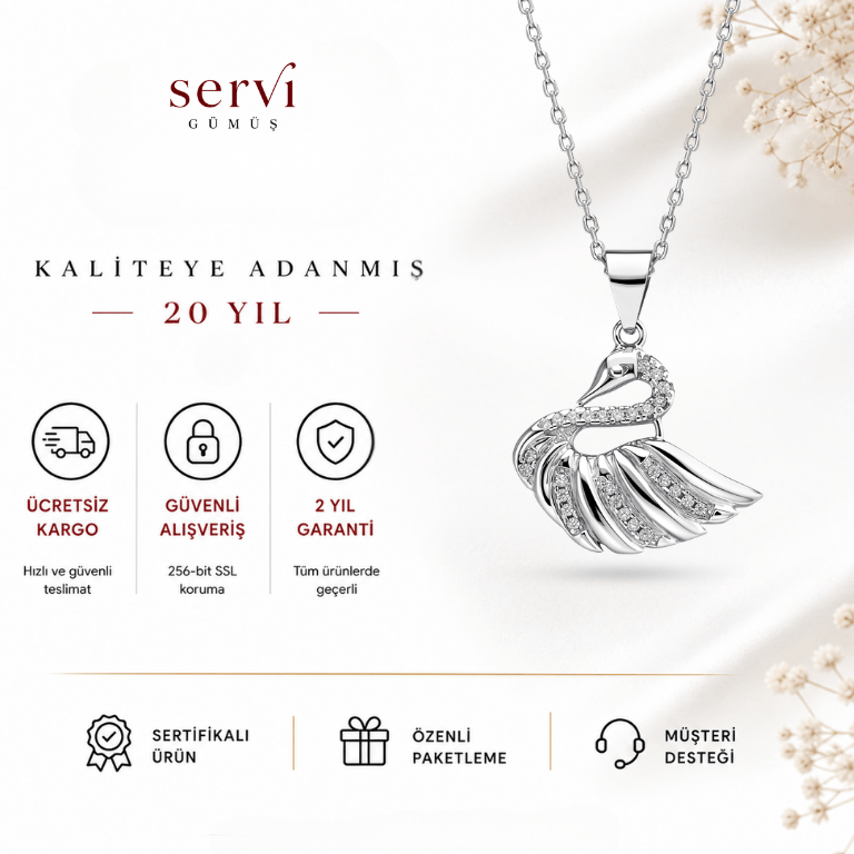 Servi 925 Ayar Gümüş Bella Swan Kolye