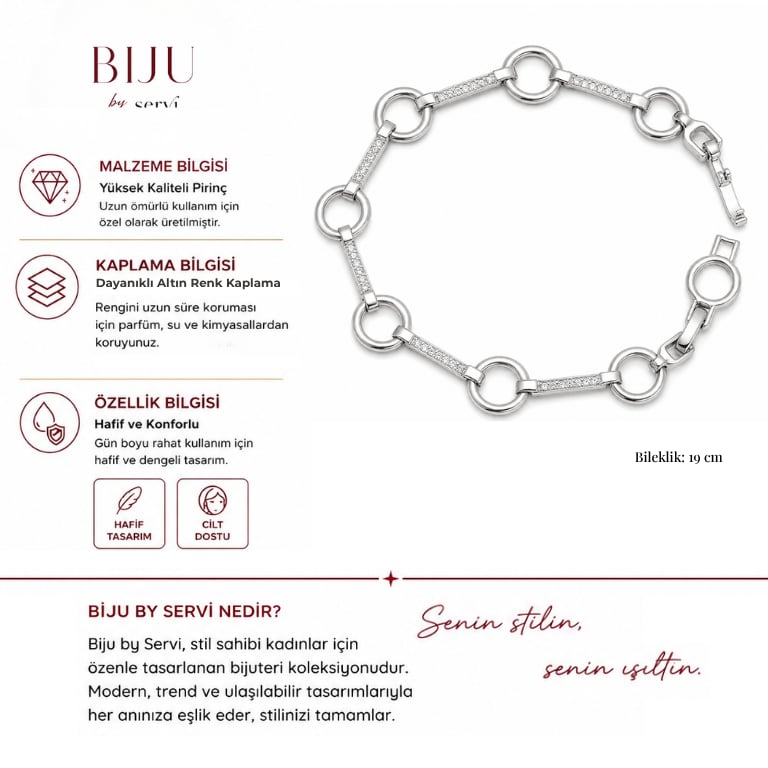 Biju by Servi Halka ve Çubuk Geometrik Zincir Bileklik