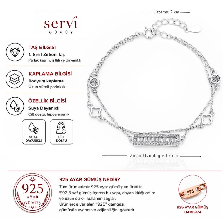 Servi 925 Ayar Gümüş Lumineux Bileklik