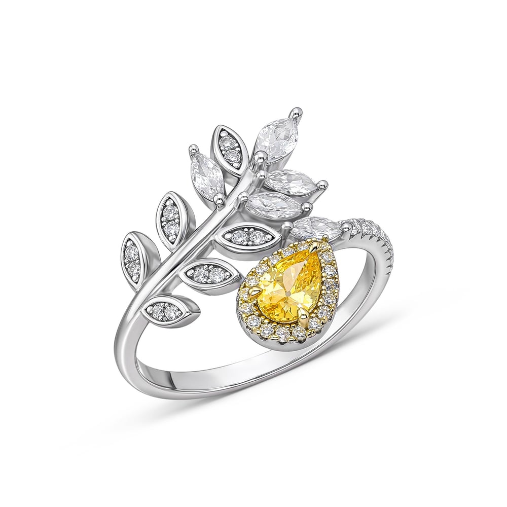 Servi 925 Ayar Gümüş Golden Leaf Yüzük