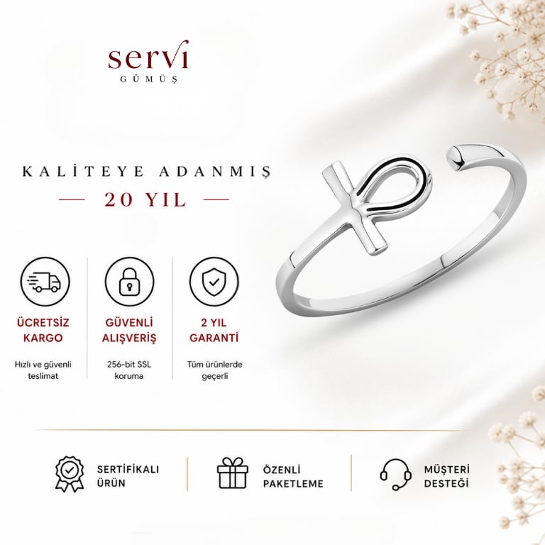 Servi 925 Ayar Gümüş Sacred Ankh Yüzük