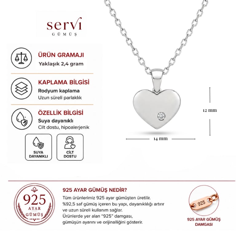 Servi 925 Ayar Gümüş Clarissa Kolye