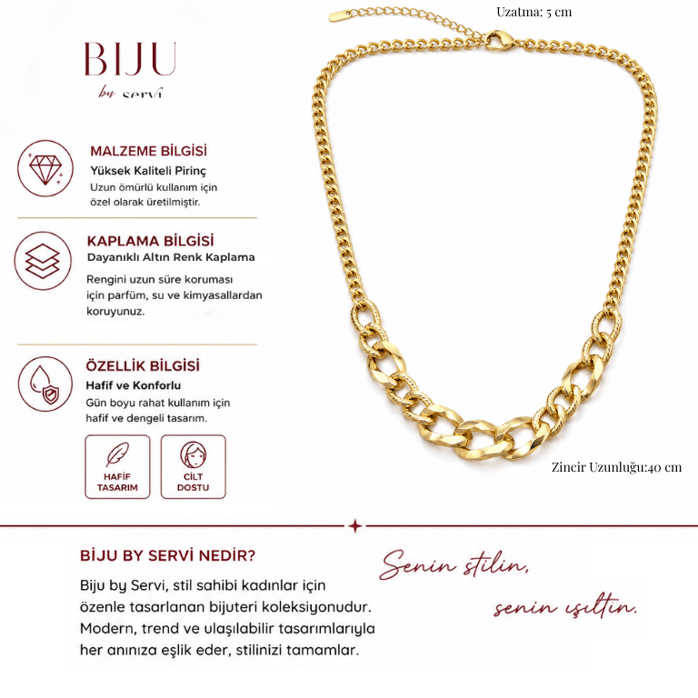 Biju by Servi İri Halkalı Gurmet Zincir Kolye