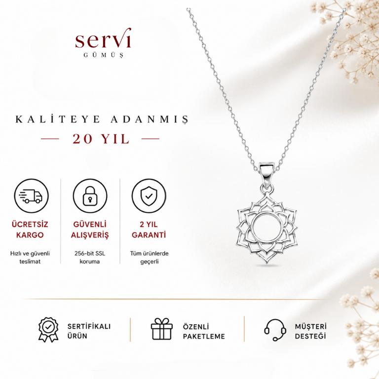 Servi 925 Ayar Gümüş Lotus Kolye