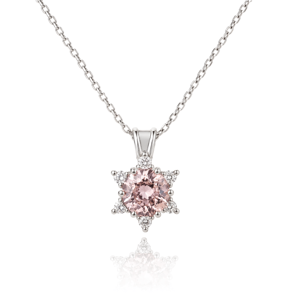 Servi 925 Ayar Gümüş Pembe Zirkon Taşlı Minimal Lotus Çiçeği Kolye
