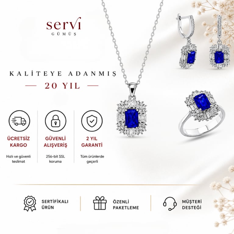 Servi 925 Ayar Gümüş Radiant Baget Set
