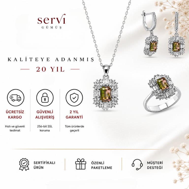 Servi 925 Ayar Gümüş Radiant Baget Set