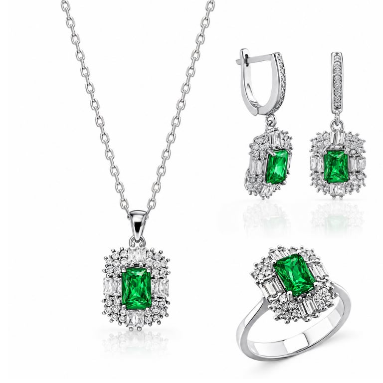 Servi 925 Ayar Gümüş Radiant Baget Set
