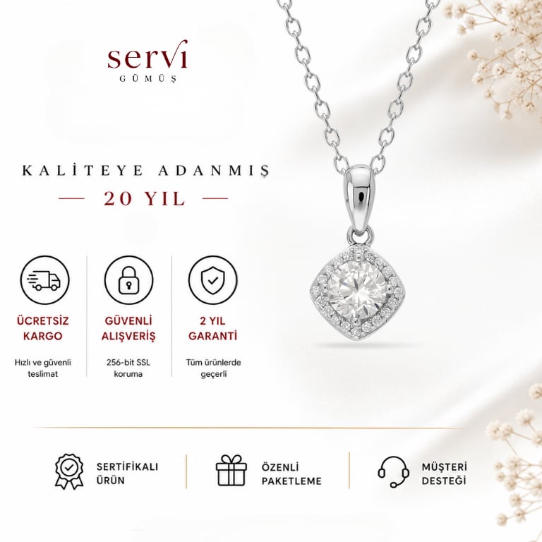 Servi 925 Ayar Gümüş Verona Kolye