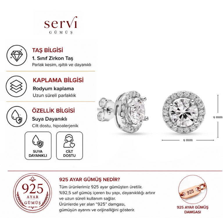 Servi 925 Ayar Gümüş Sparkle Küpe